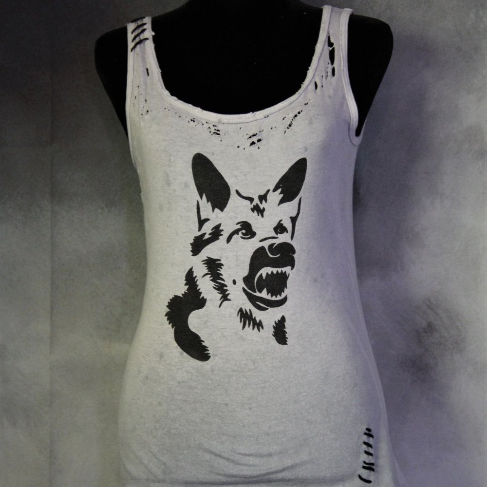 Dog German Shepherd shirt Handmade Distressed
